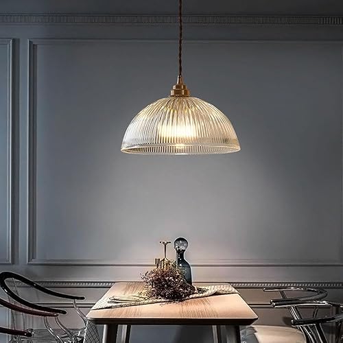 Miniatura 5 de Lámpara colgante vintage de vidrio transparente de 8.4 pulgadas, moderna lámpara colgante de granja con base de latón, accesorio de iluminación de