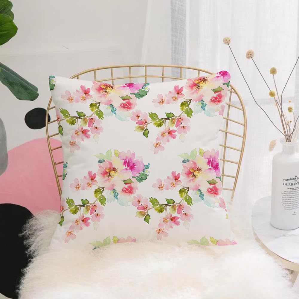 HYMSXW Cushion Cover,Throw Pillow Case Home Decorative for Living Room Bedroom Sofa Chair 20X20 Inch,Floral, stylized watercolor Shabby Chic petals of nature in soft tones Artistic,Pillowcase 50X50cm