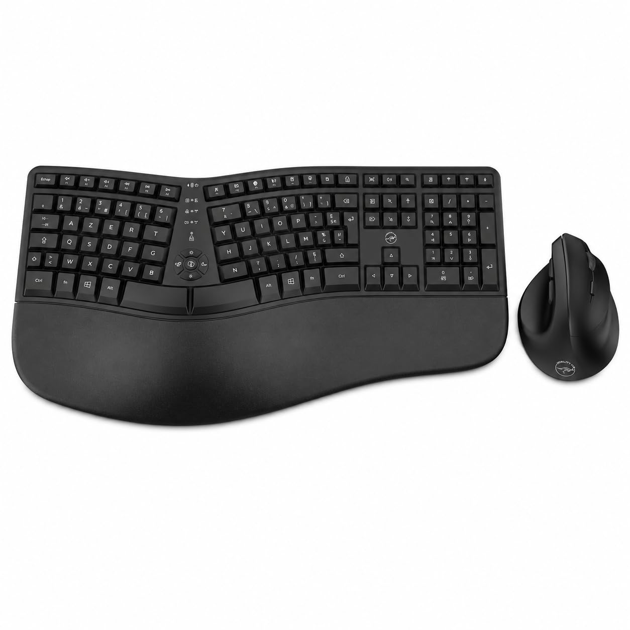 Mobility Lab Ergo C30W Combo Clavier + Souris Sans Fil Ergonomique - Inclinaison Ajustable, DPI Réglables - Repose-Poignets Mémoire de Forme - AZERTY - Bureau, Maison, Gaming, Sans Câbles