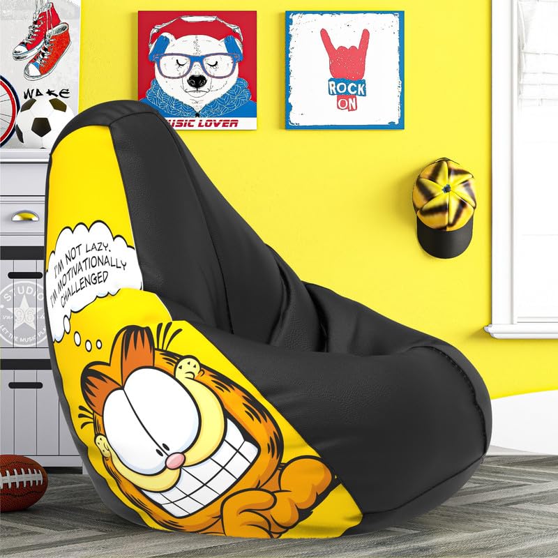 Biggie Bean Bag Cover 6XL- Official: Garfield Bean Bags - Max User Height : 6-6.5 Ft. - Weight : 99-110 Kgs(9 - Black-Model: Garfield_Artwork)-image-16