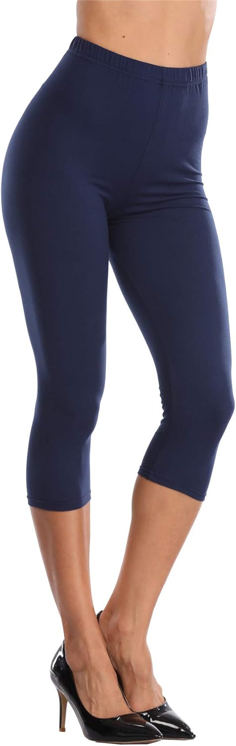 VOGUEMAX Women's Capri Leggings High Waist Soft and Comfy Cropped Leggings Tights 3/4 Length - Image 3