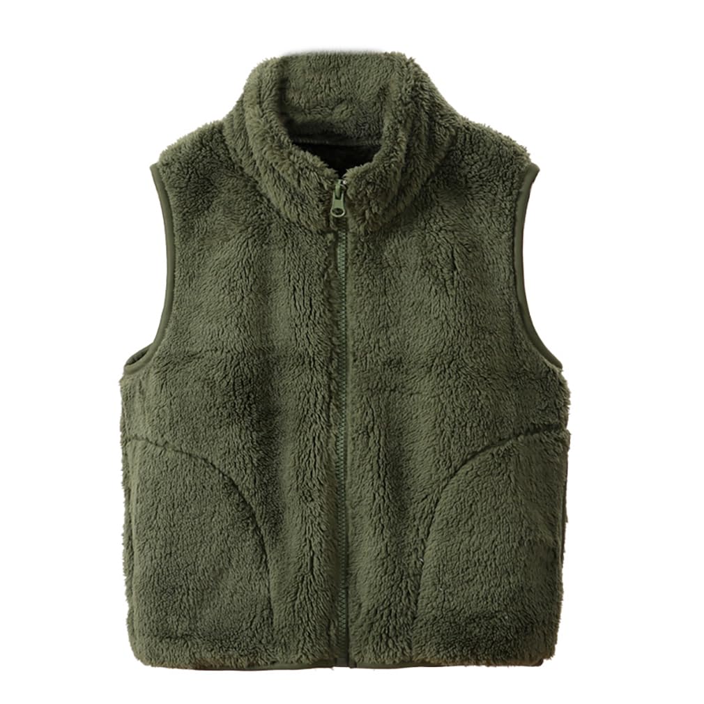 Girls Boys Zippered Vest Warm Soft Fleece Outerwear Jacket with Pockets 3-12 Years