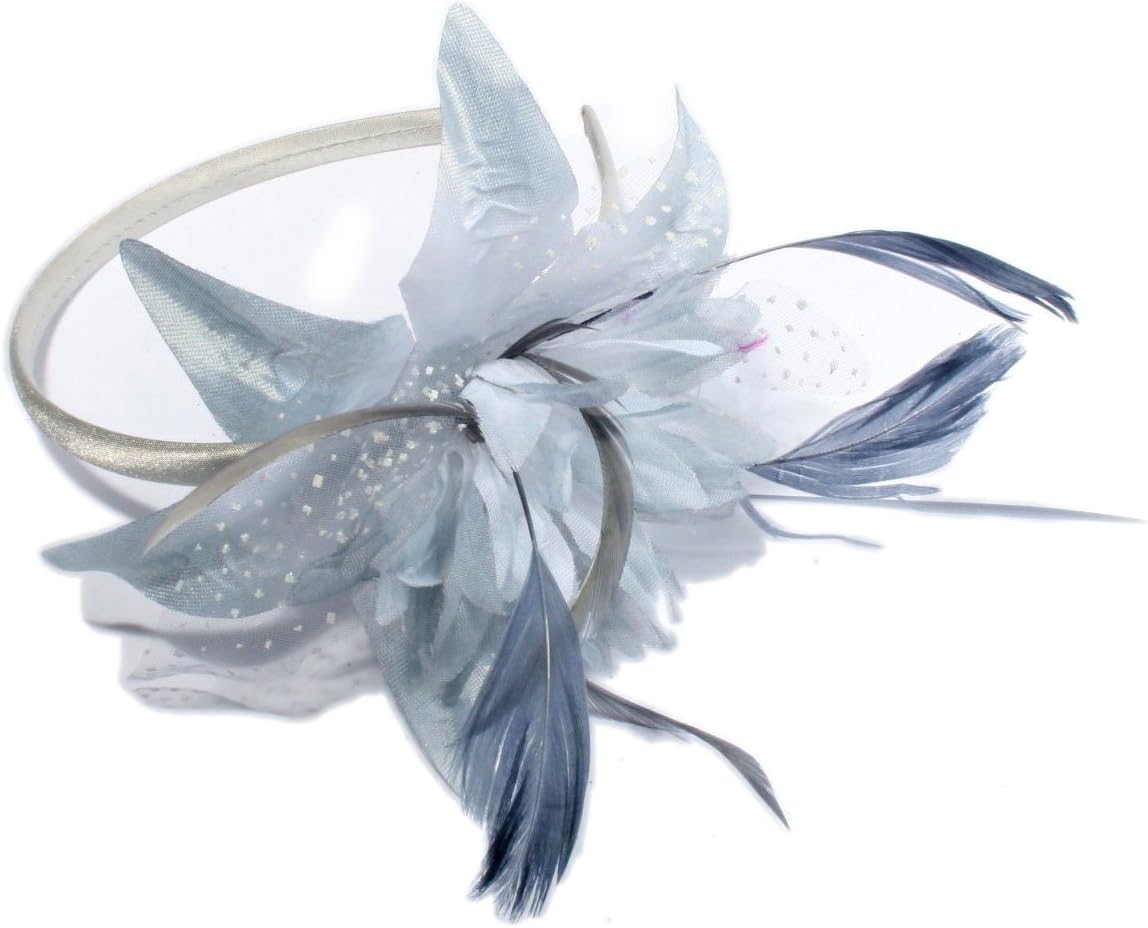 Lady Isla FashionLadies Beautiful Flower Headband Alice Band Fascinator. Available in Grey/Silver, Pink amd Black Colours. (Silver)