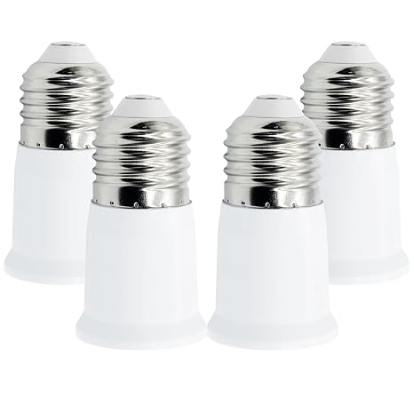 4 Pack E26 Socket Extender, 3CM/1.2 Inch E26 Light Bulb Extension Socket, Lamp Holder Adapter, Standard Medium Base Screw Converter