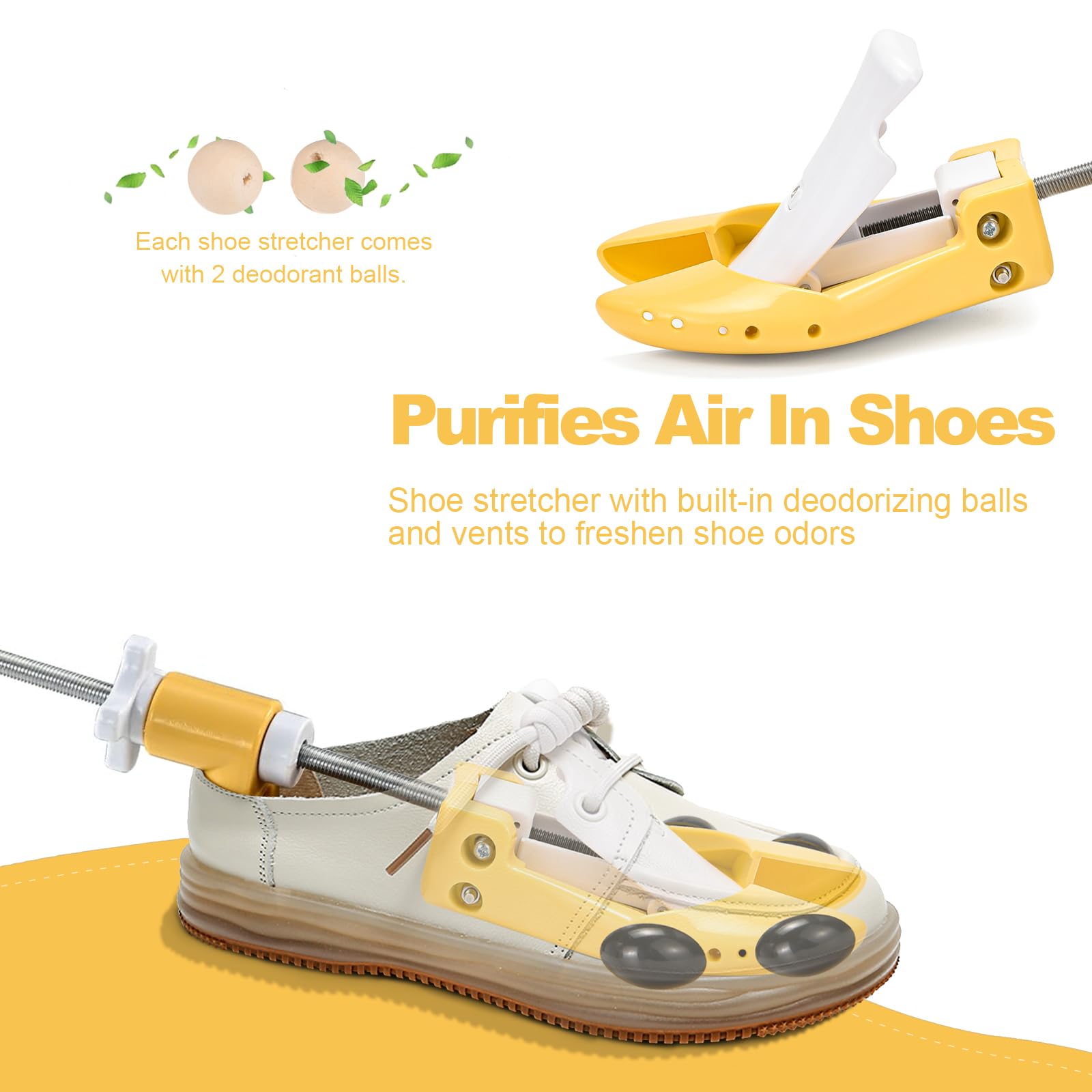 Estirador de zapatos para hombres y mujeres, ancho ajustable en 6 direcciones y árboles de zapatos altos para pies anchos, puntera gruesa