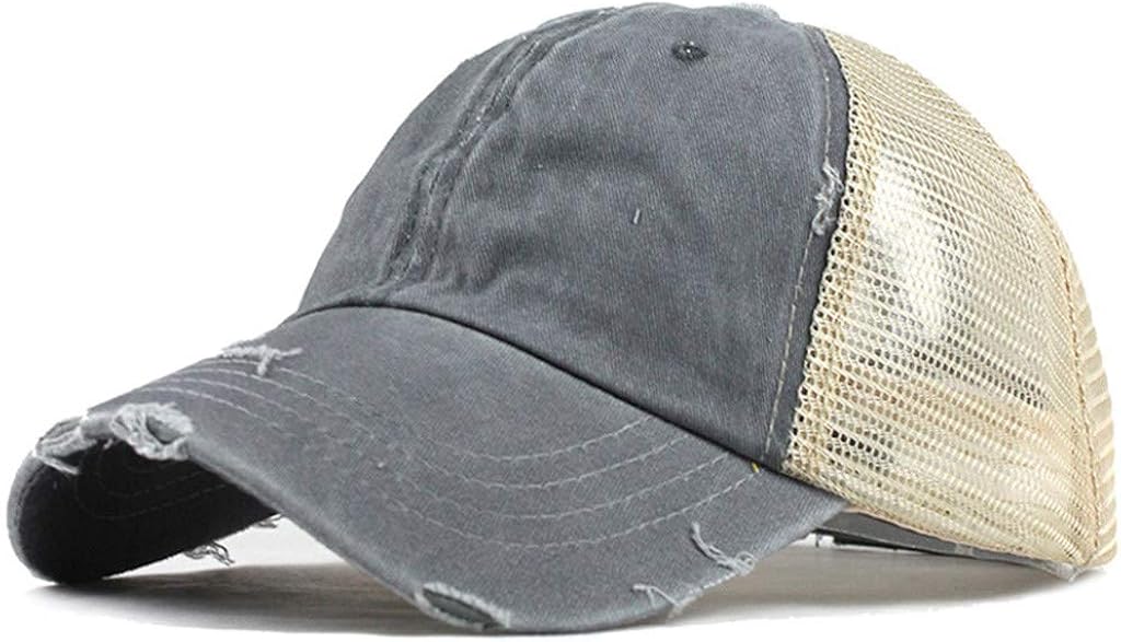 Mens Womens Sun Hat Plain Messy Ponytail Cap Visor Trucker Hat for Men Women Unisex Baseball Hat Buns (Grey, One Size) : Clothing, Shoes & Jewelry