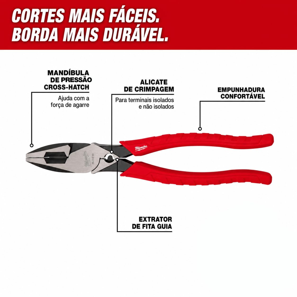 Milwaukee 48-22-6100 9 Inch Leverage Lineman Pliers w/ Crimper and