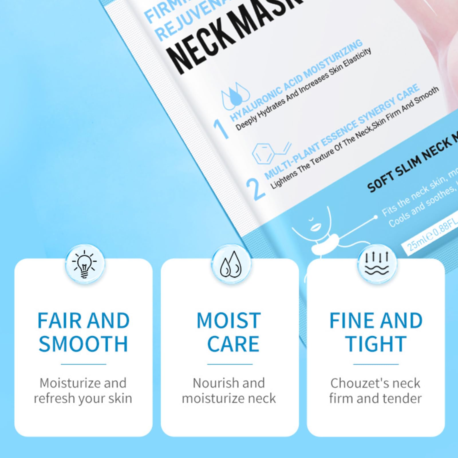 10PC Maschera per il Collo 25g, Essenza Rassodante per il Collo e Décolleté Lifting, Idratante, Anti-invecchiamento, Antirughe, jingshuang-19