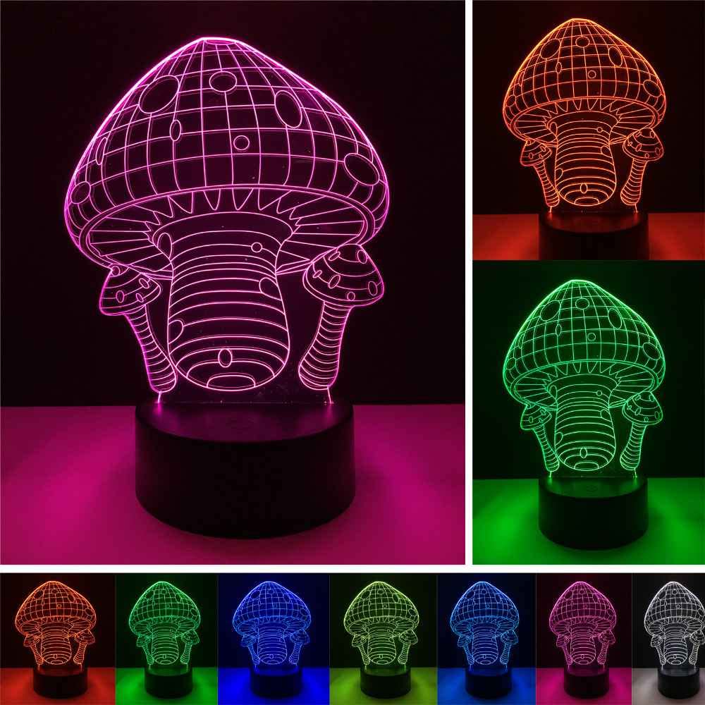 Lampada 3D A Fungo Con Telecomando – 16 Colori LED Acrilico – Luce Notturna Per Camera Bambini - 2