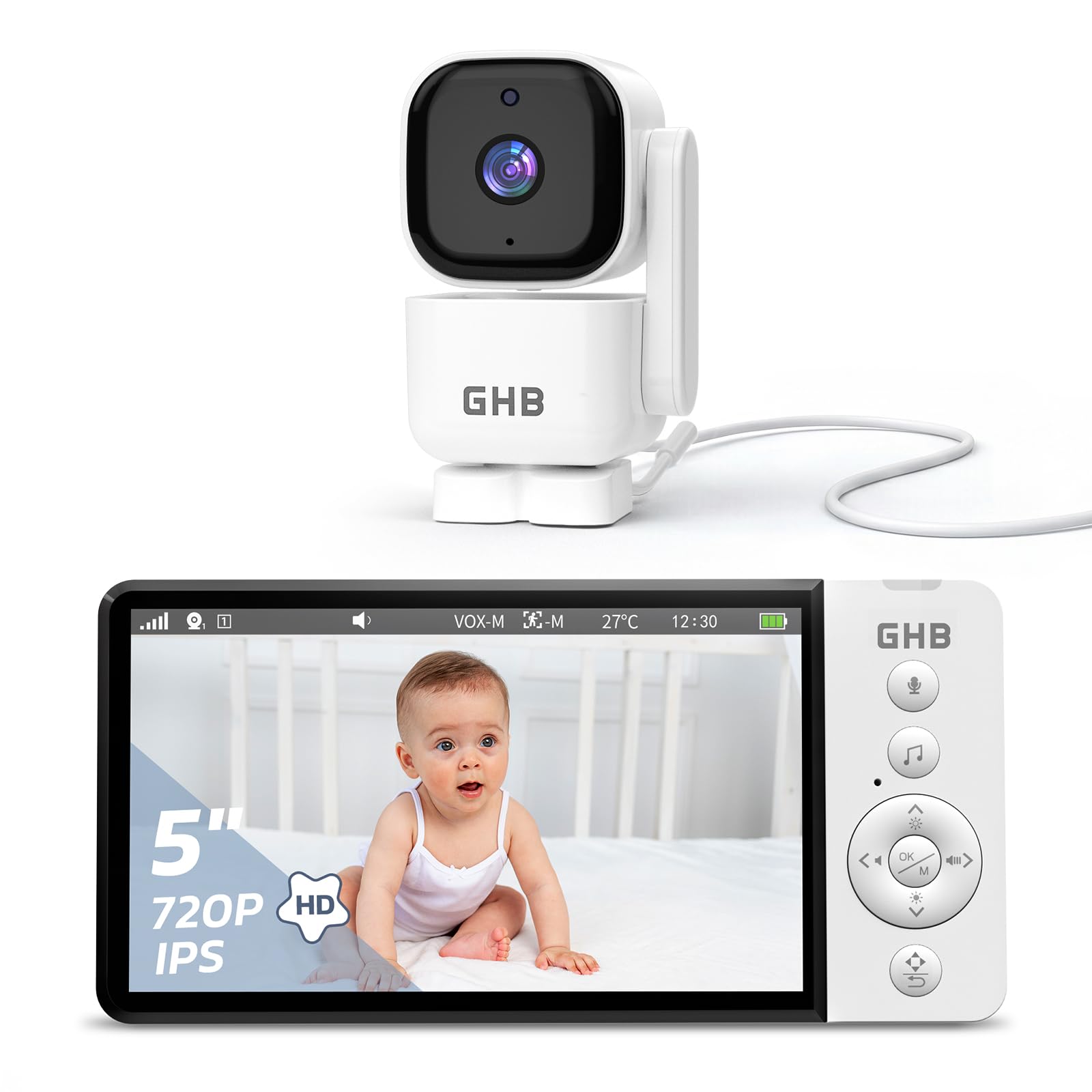 ghb babyphone caméra 5 pouces