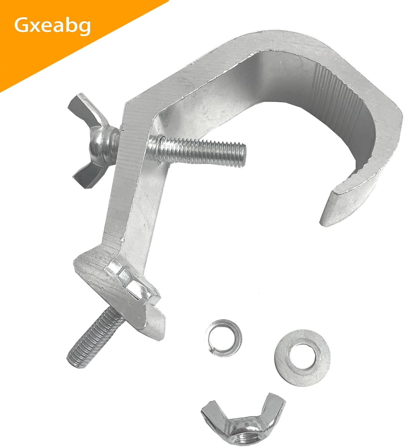6 Pack Stage Light Clamp Hook, Aluminum Alloy Fit Heavy Duty Truss C Clamp for 1.18-2.3 Inch (30-60mm) OD Tube/Pipe, Heavy Duty 66lbs, DJ Light Clamps (Silver)
