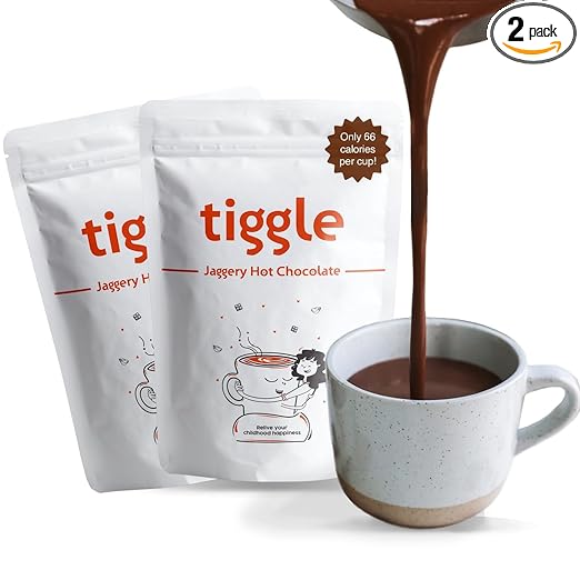 Jaggery Dark Hot Chocolate Powder Mix - 10 Cups Pack (Pack of 2) | Only 66 calories per cup | Hot Chocolate Powder without Sugar | Sweetened with Organic Jaggery | Enjoy Hot or Cold | Thick & Chocolatey Drink