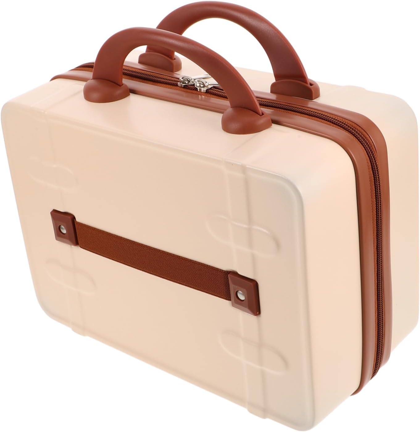 Vintage Makeup Suitcase 14-Inch Portable Cosmetic Carrying Case for Travel Small Luggage Organizer Elastic Band for Women and Girls