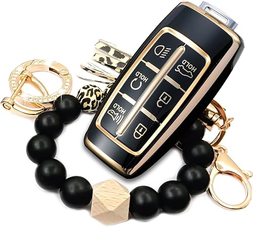 RFSRZ Funda para llavero compatible con Hyundai Genesis GV80 GV90 G70 G80 G90 GV70, accesorios de automóvil, pulsera inteligente, soporte para