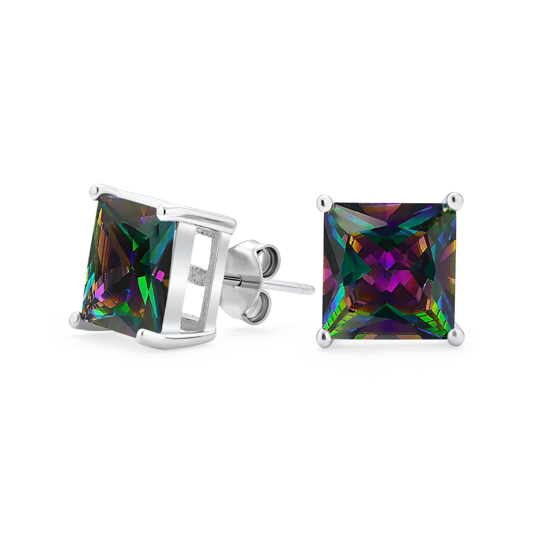 Orecchini Unisex In Argento 925 Con Zirconi Cubici Arcobaleno Mistico, Rotondi 5mm, Gioielli Ipoallergenici Per Donna E Uomo