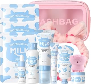 Milk Skin Care Set for Kids & Teen Girls - Milk Skin Care For Teens 10-12 Hydrating, 12 Pcs Travel Essentials Facial Routine Kit for Girls, Women Beauty Skincare Gift Set, Spa-Like at Home