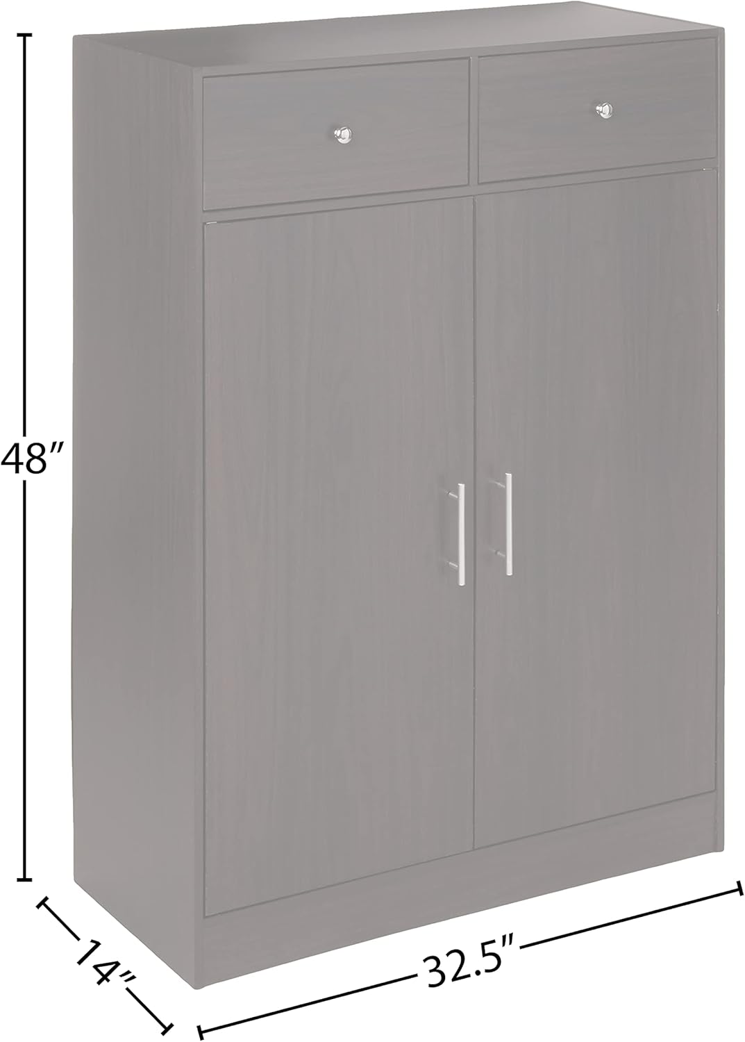 Diagram showing the dimensions of the Seth Collection Shoe Cabinet