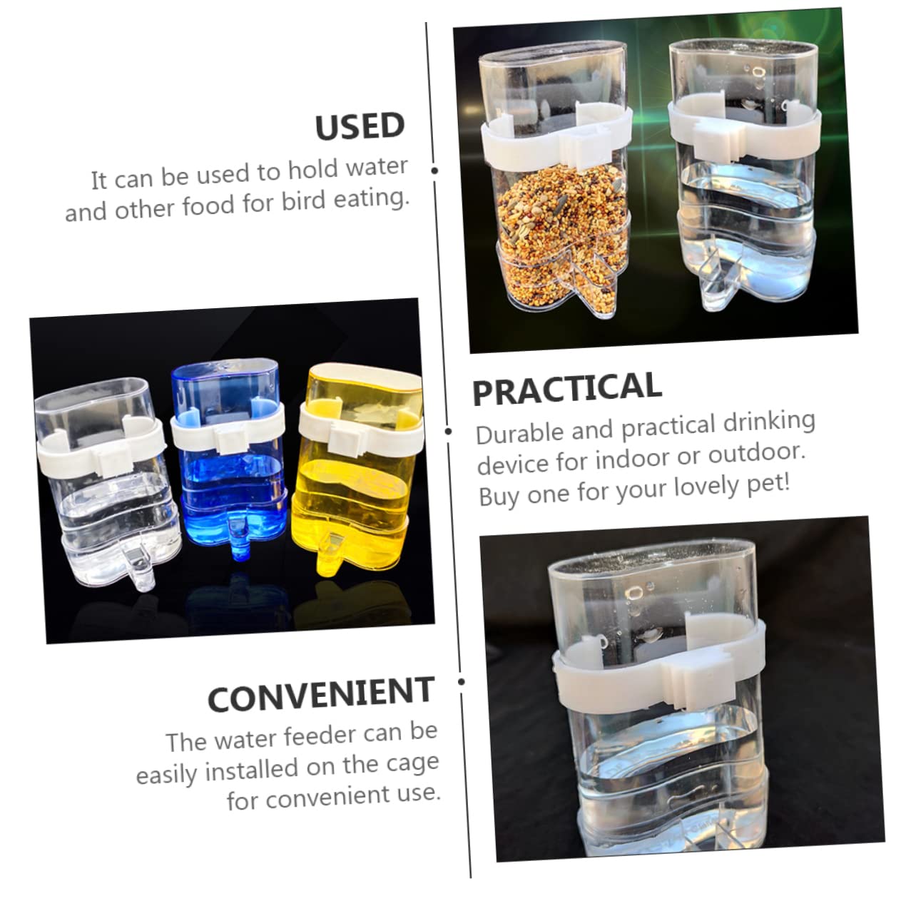 Kisangel Distributeur d'eau Automatique 12 Pièces Mangeoire Facile à Installer en Plastique Bleu pour Oiseaux pour Perroquets en Intérieur et Extérieur