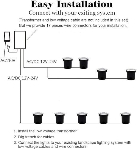 Miniatura 7 de Luces de pozo de iluminación de paisaje, bajo voltaje al aire libre en tierra, 5 W 12 V-24 V, impermeable, luz blanca cálida de 3000 K para jardín,
