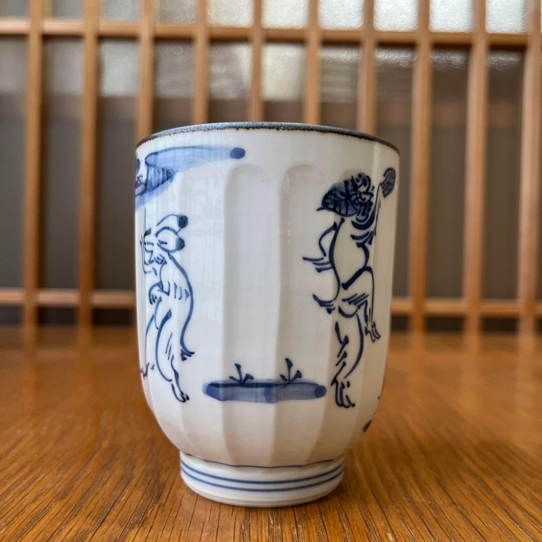 清水焼 京焼 壱楽窯 高山寺大 鳥獣戯画 湯呑1点 Japan Vintage