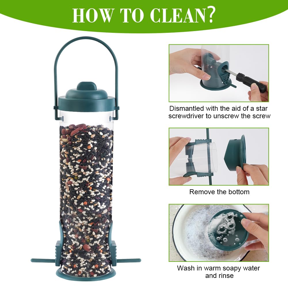 Mangiatoia Uccelli Appesa OFFCUP - Per Giardino, Con 2 Postazioni, Design Trasparente - Foto 10