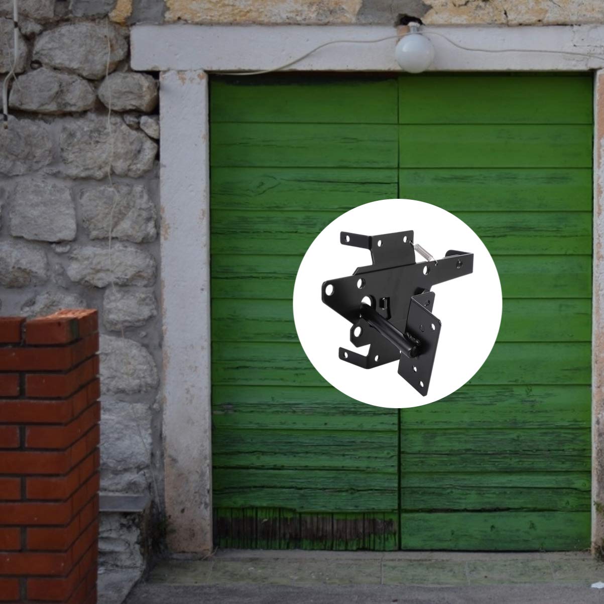 Loquet Autobloquant de Portail en Fer Noir, Verrouillage Automatique