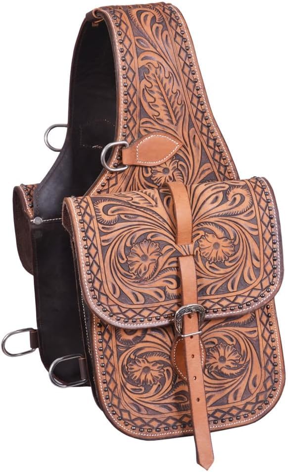Western Horse Leather Saddle Bag Heavy Duty Traditional Trail Ride | Saddle Bag | Horse Saddle Bag | Western Saddle Bag | Leather Saddle Bags for Horses (Color-37)