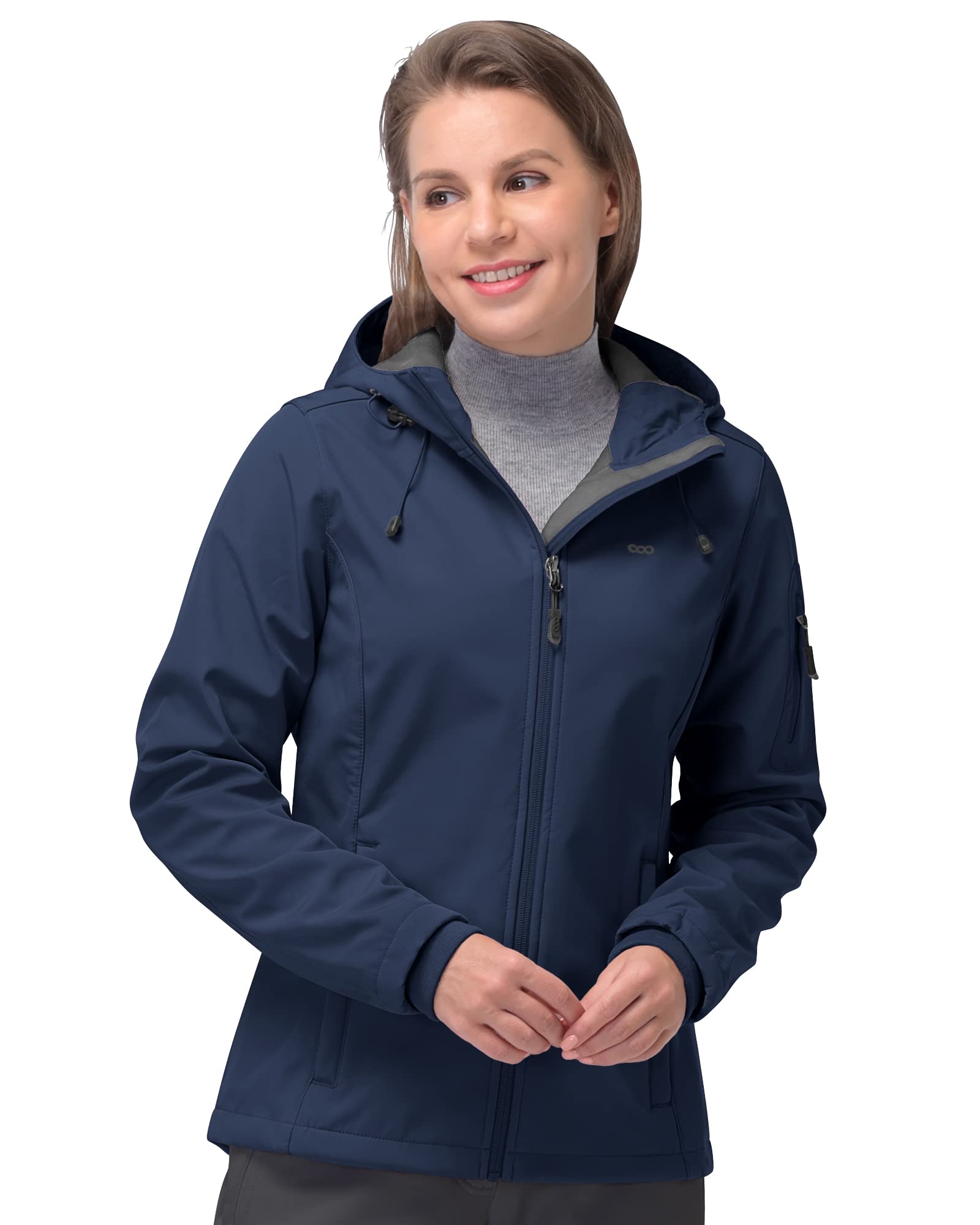Regenjas voor dames, waterdicht, ademend, met capuchon, functionele jas, zomer, herfst, outdoorjas, voordelige grote maten, lange softshelljas, Kaki, 5XL