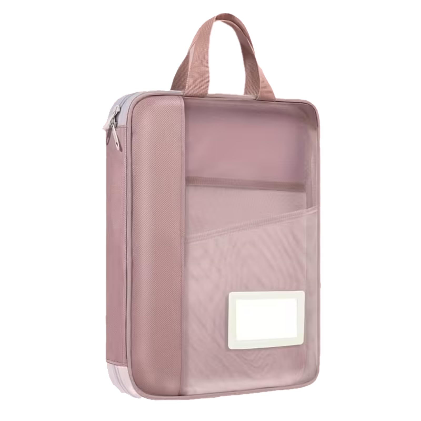 3-Layer File Bag with Zipper, Full Open Subject Classification Bag, Essential Organizer for Documents and Small Items, Ideal for Exam Preparation and Tutoring (Pink)