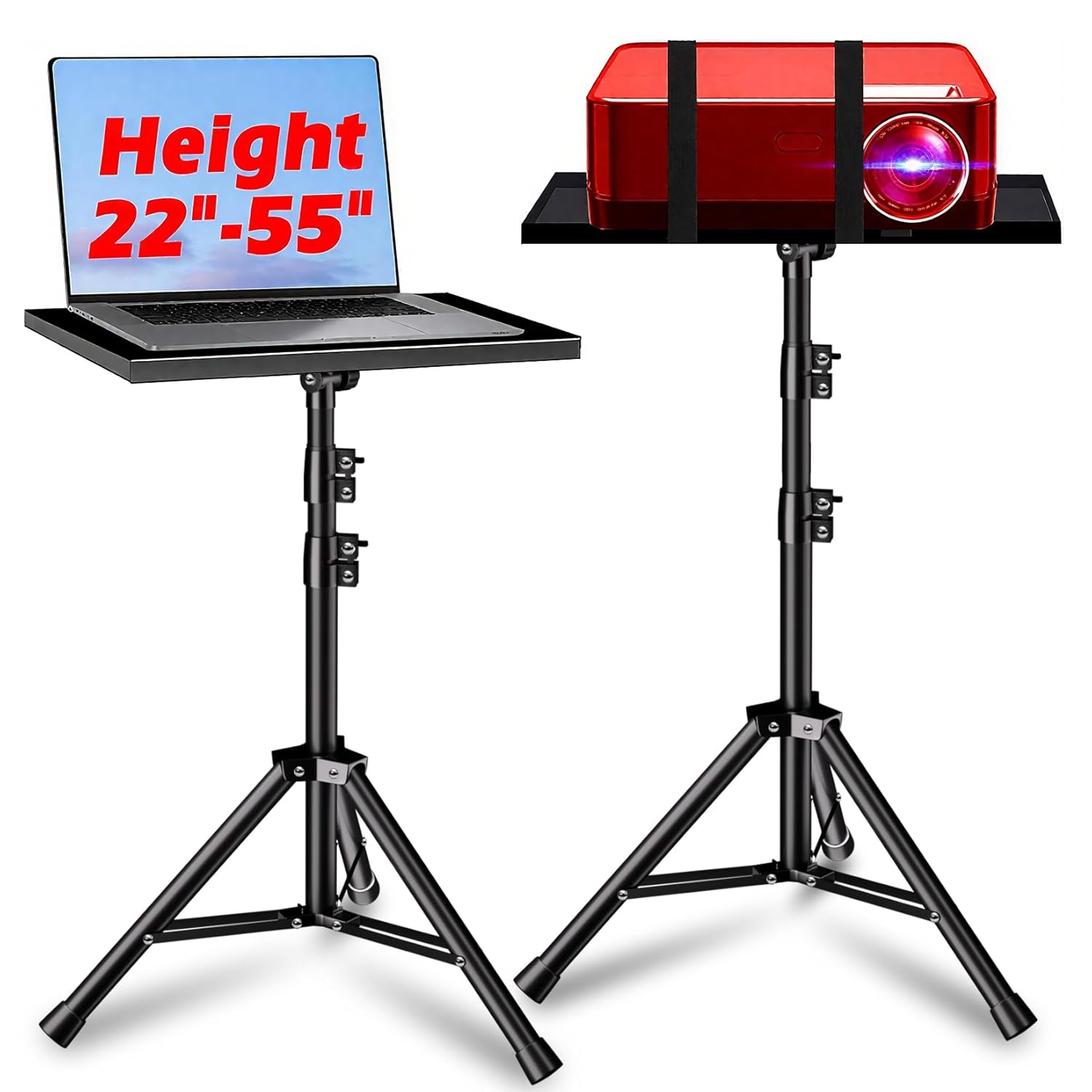 Projector Stand 33LB Load Bearing 22-55 Height Adjustable for Projector Laptop DJ Gear Outdoor Office Studio - Stable