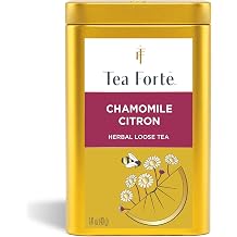 Tea Forte Chamomile Citron Premium Loose Leaf Caffeine-Free Herbal Tea Blend Canister, Makes 35-50 Cups