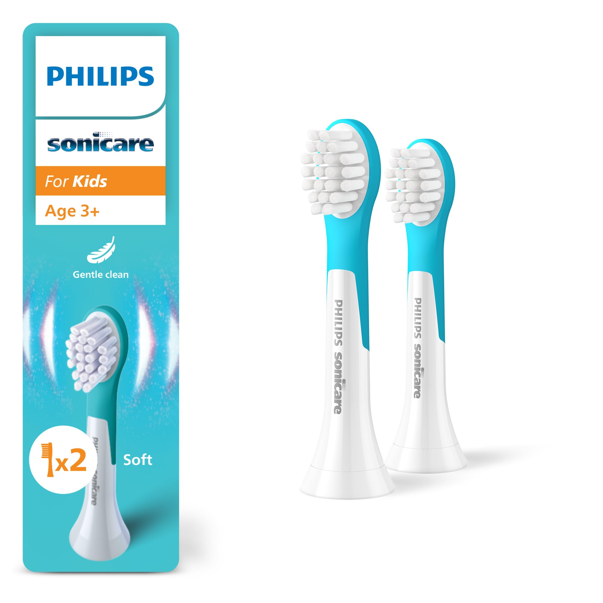 Philips Sonicare for Kids, Genuine Replacement Toothbrush Heads for Kids Aged 3+, 2 Pack, HX6032/90