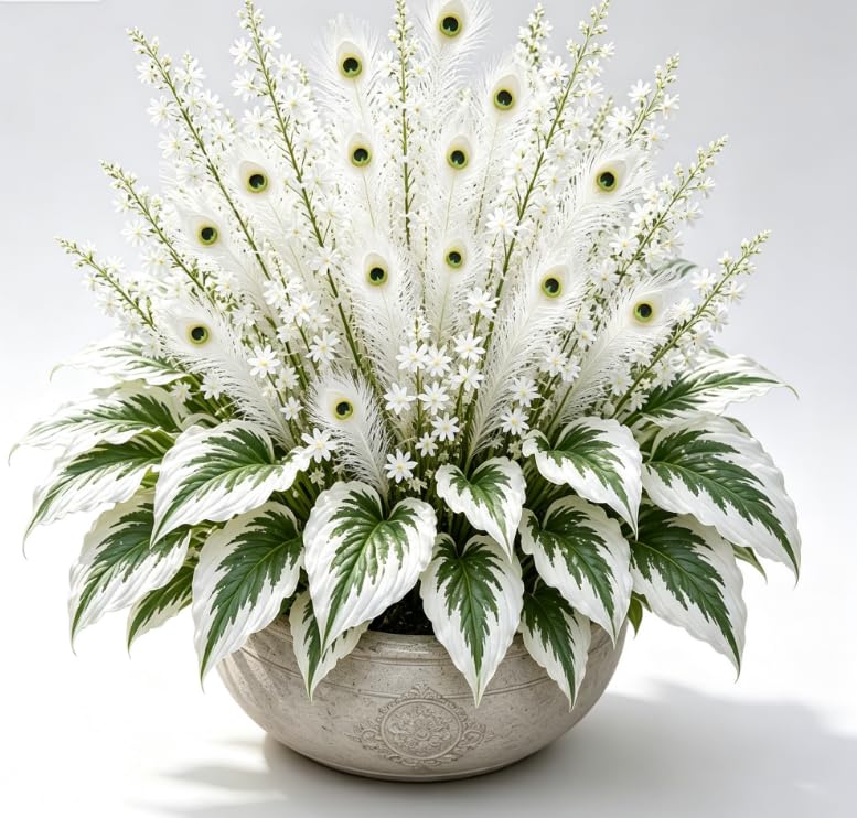 Peacock Flame Hosta Bulb - Perennial, Shade-Tolerant - Surprise Growing- Perennial Easy Grow for Garden Displays-8 Bulbs-C