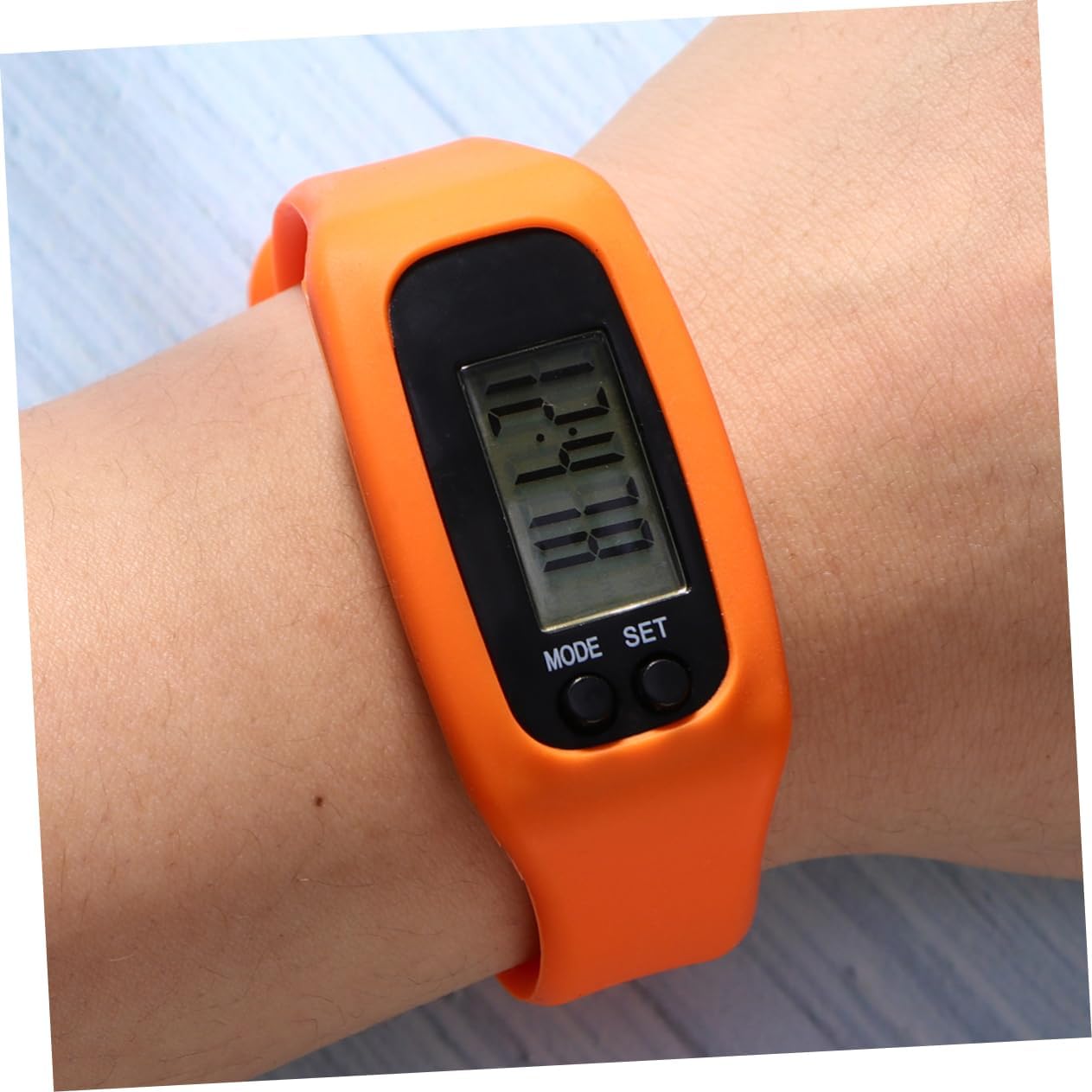 DOITOOL 1pc Silicone Sports Pedometer Wristband for Running and Walking Detachable Display Band for Male and Female and Portable Design Orange for Hiking and Camping