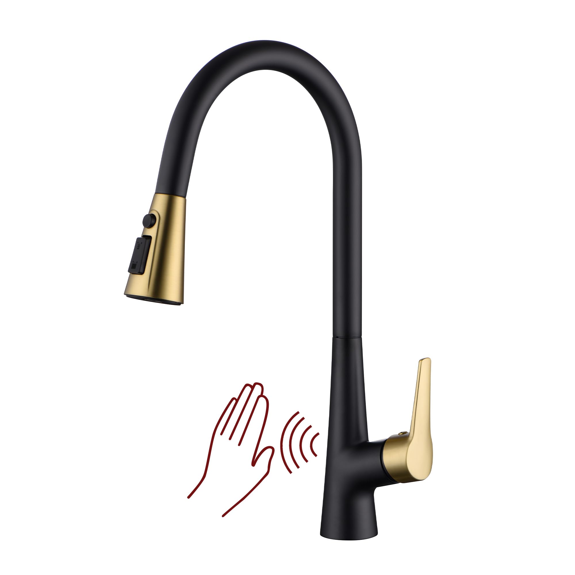 Robinet d'évier de cuisine contemporain luxe sumerain mitigeur tactile haut de gamme noir or