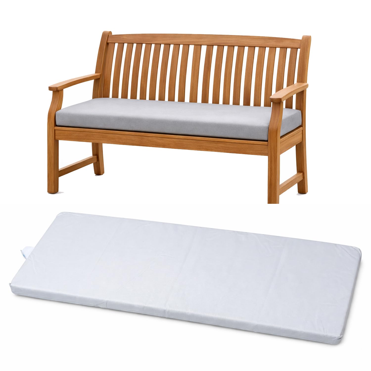 Brillars Comfy 2 Seater Garden Bench Cushion Waterproof Outdoor Seat Pad Removable Cover 108x45x5cm (Grey) โ image 1
