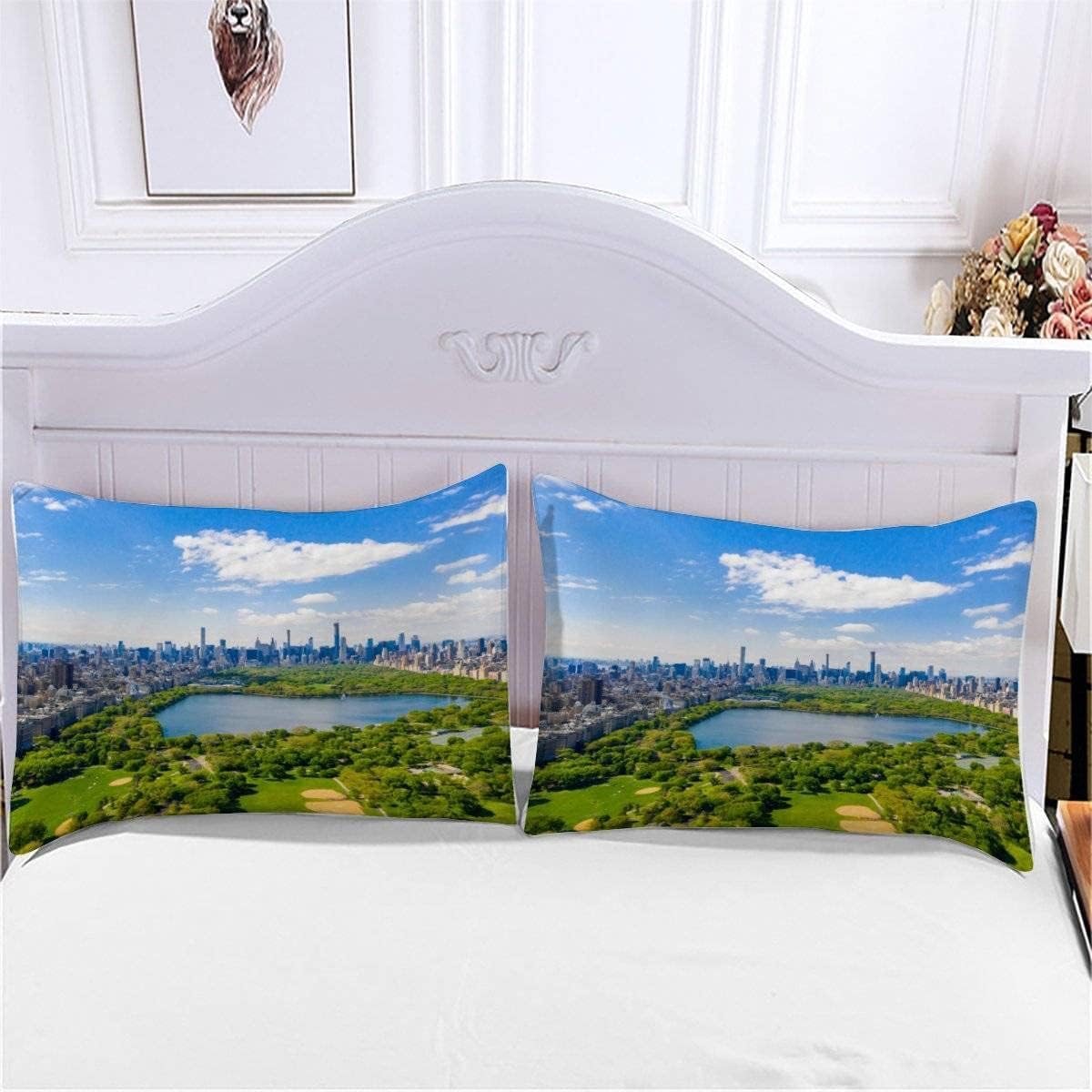 Funda Nordica Cama 180 Nueva York Funda Edredon 260x240 Paisaje Urbano Moderno 3D Fundas de Edredón Microfibra Suave Ropa de Cama de 3 Piezas con Cremallera y 2 Fundas de Almohada K-1288