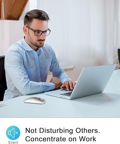 Miniatura 4 de Ratón Bluetooth para laptopiPadiPhoneMac iOS 1312 y superiorPC Android mouse inalámbrico delgado USB recargable silencioso ratones compatibles con