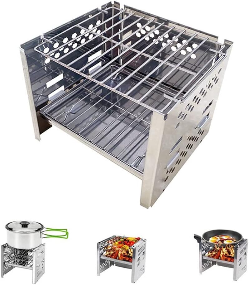 Mini Portable Foldable Grill BBQ Outdoor Wood Stove Camping Picnic Folding Grill Self-service Barbecue