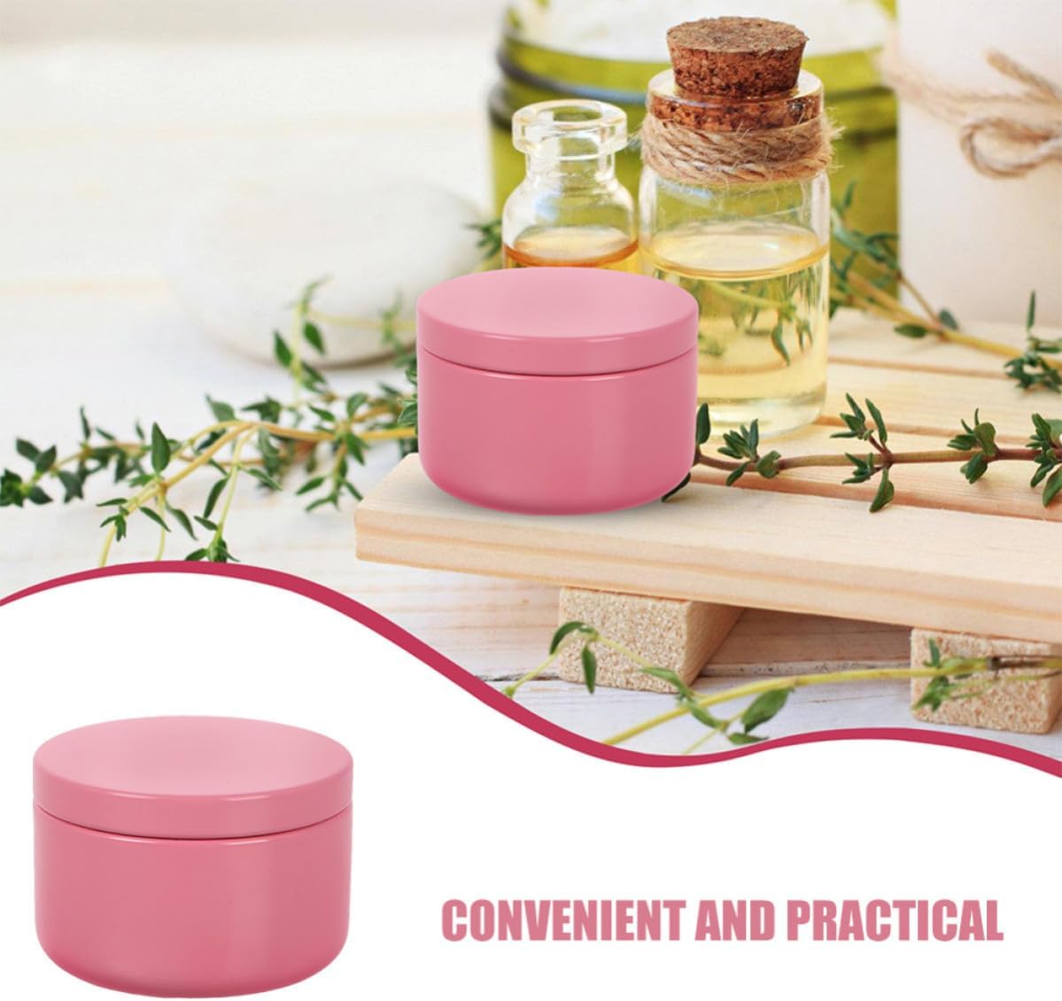 6pcs Pink Aluminum Candle Jars for Essential Oil Storage, Sealed Fragrance Containers, Travel Metal Tins for DIY Candle Making and Aromatherapy