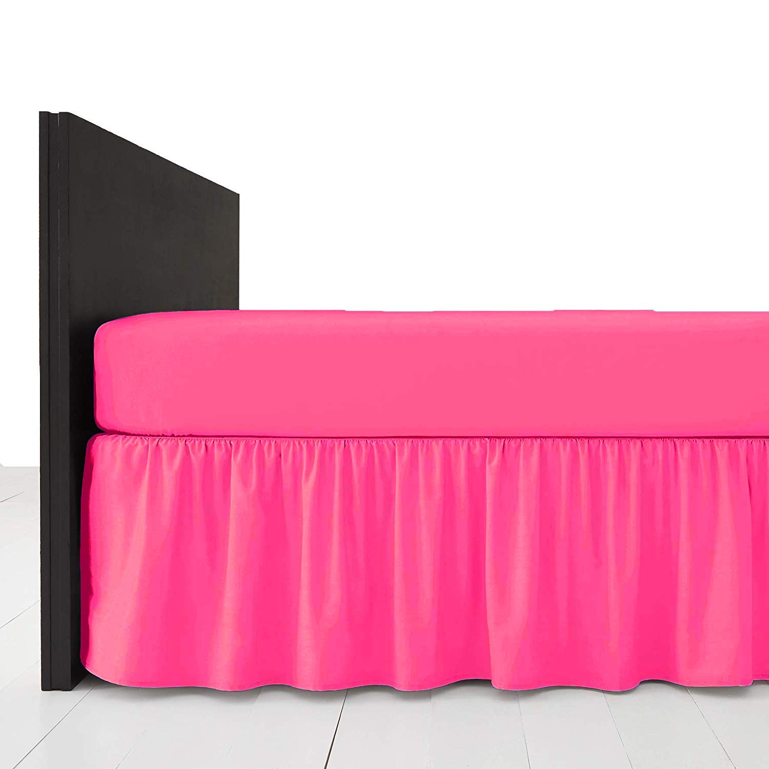 Comfy Nights Plain Dyed Polycotton Easy Care Frilled Base Valance In 19 Colors (King, Fuschia)
