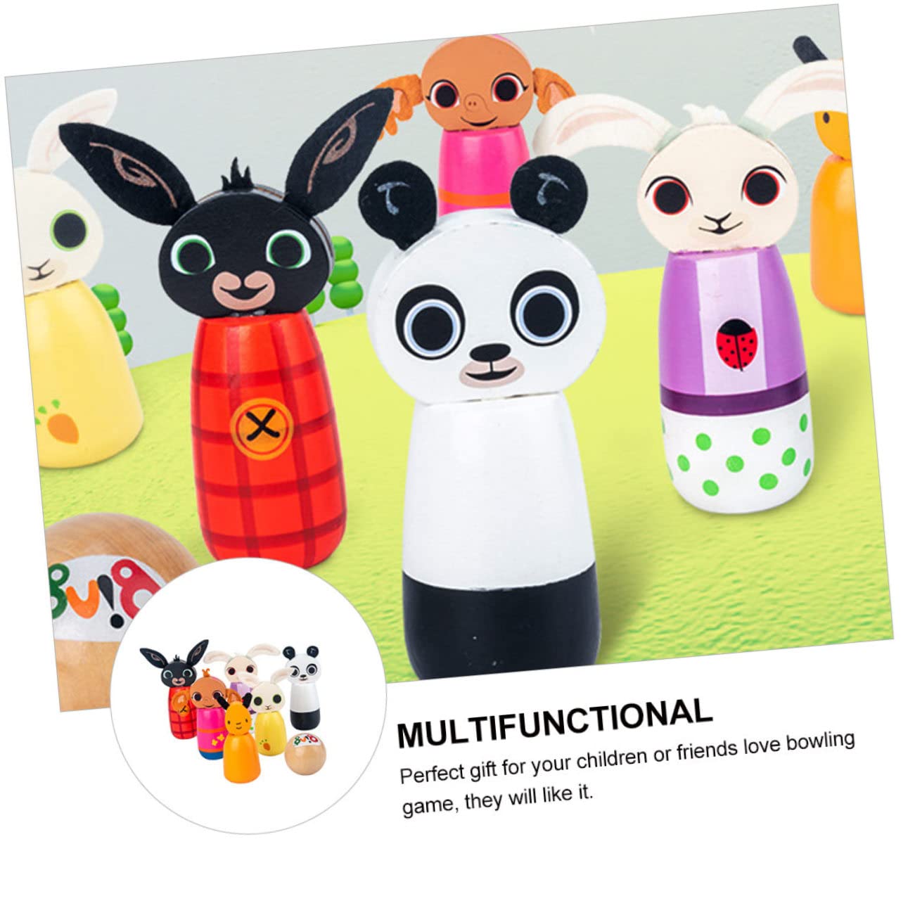 Happyyami Bolos De Animales Juego De Interior para Juguete Interactivo Entre Padres e Hijos Kit De Bolos para Jugando Bolos Juguete Deportivo Colorful De Madera