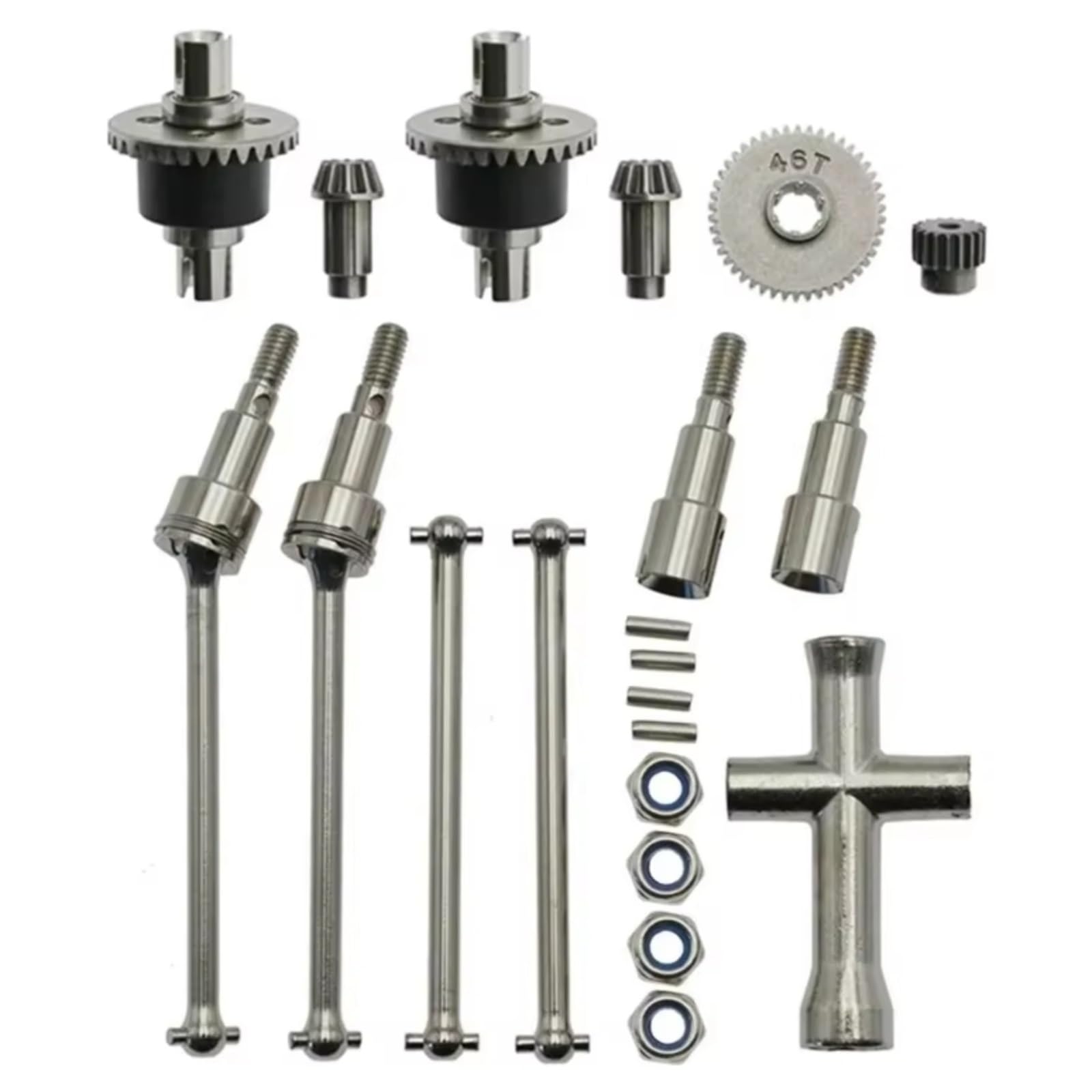 para SCY 16101 16102 Pro 16103 16201 1601 1/16 Diferencial De Metal Y Juego De Eje De Transmisión Accesorios De Piezas De Mejora De Coche RC Piezas Coche Teledirigido