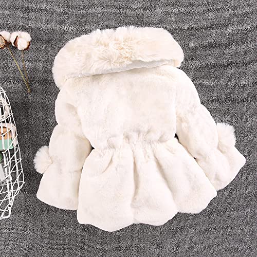 Baby Girls Winter Warm Coats Faux Fur Fleece Zip Up Big Lapel Jacket Outfit Toddler Girls Warm Outwear Coats Kids Baby Solid Thick Clothes With Pocket Overcoat Christmas Gift(White,1-2T) #TOP2