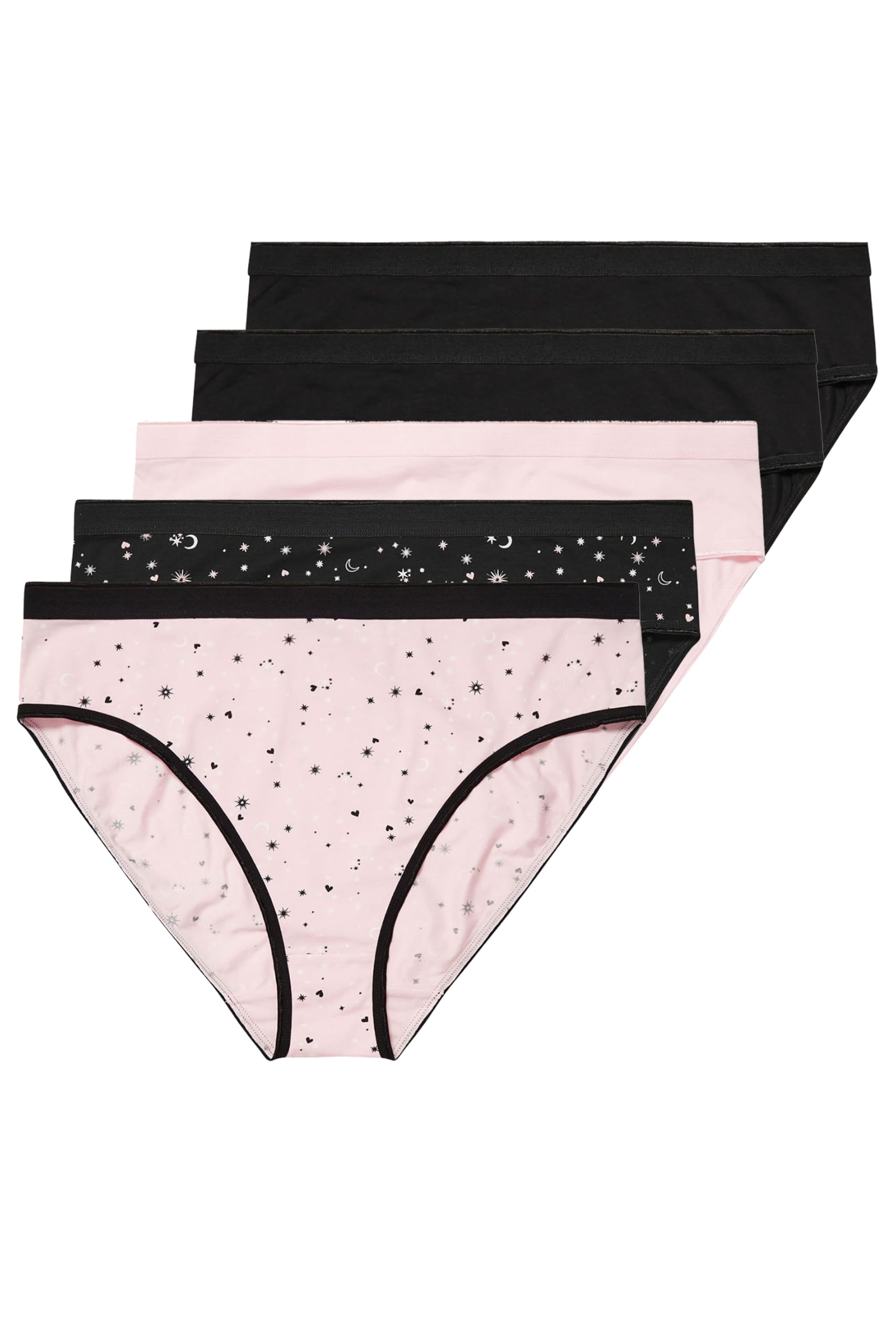 Yours Women's Black 5 Pack High Leg Knickers In | Size: 34/36