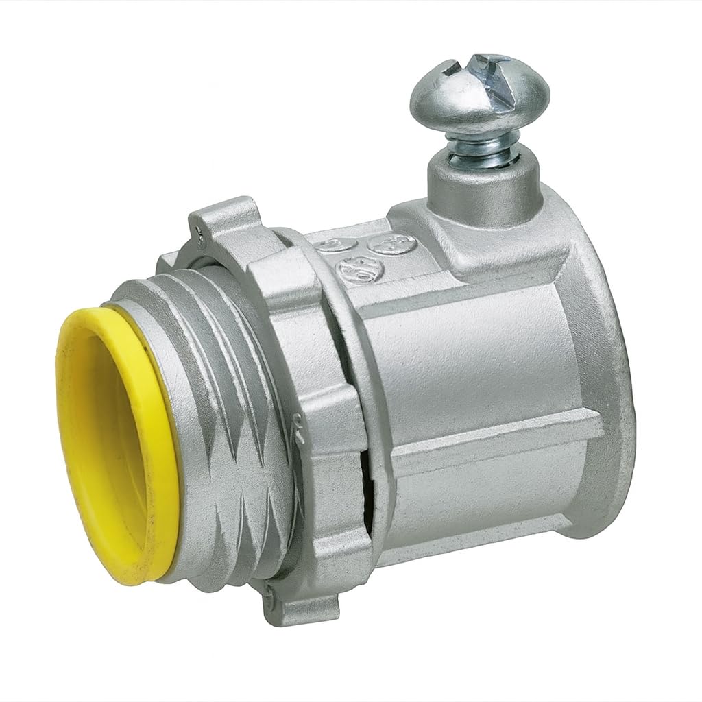 EMT Conduit Connector with Set Screw, Insulated Die-Cast Zinc, UL Listed, Electrical Fitting for Inch EMT Conduit, Fasteners Inc. (100, 3/4")