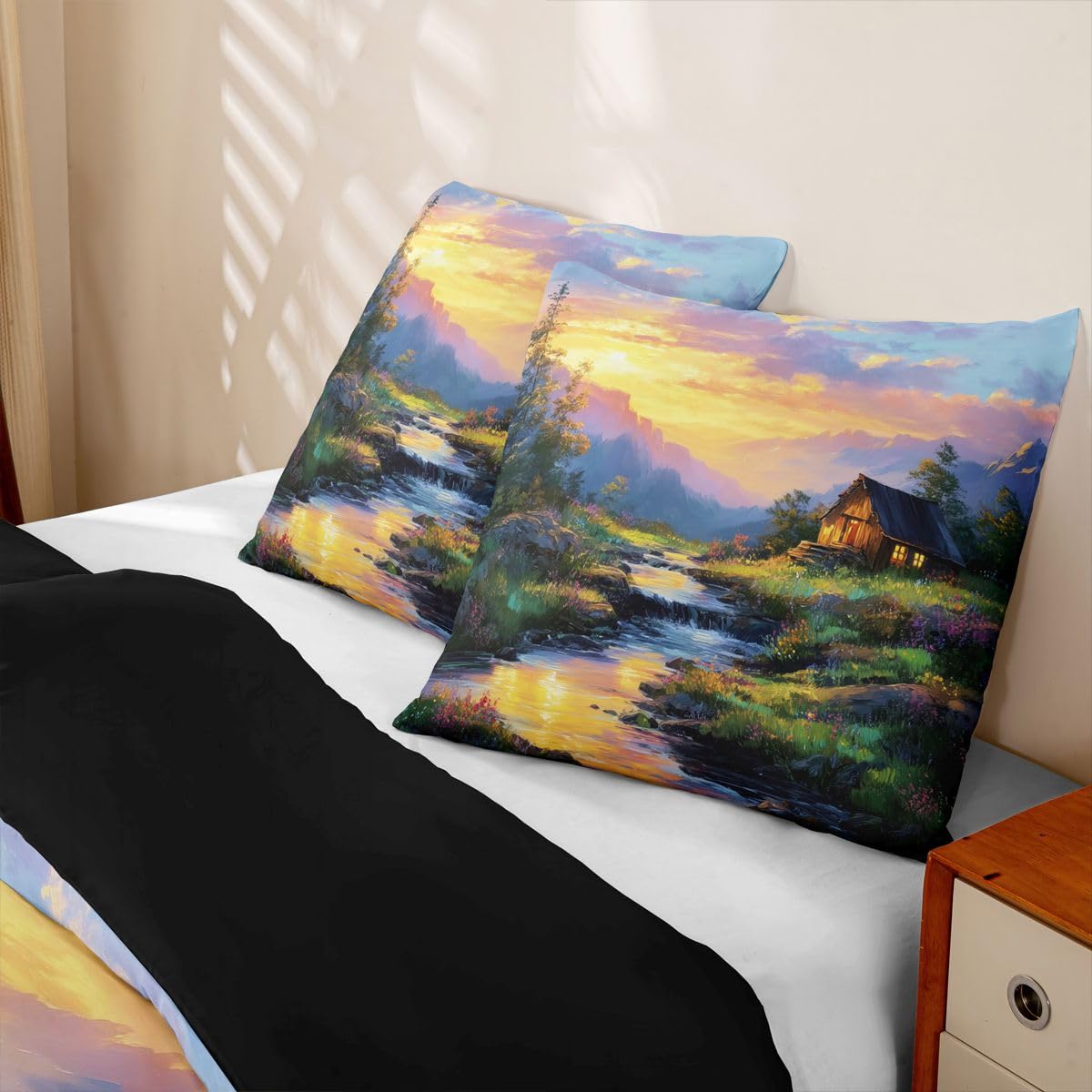 Homewish Buntes Ölgemälde Bettbezug 135x200cm 4tlg
