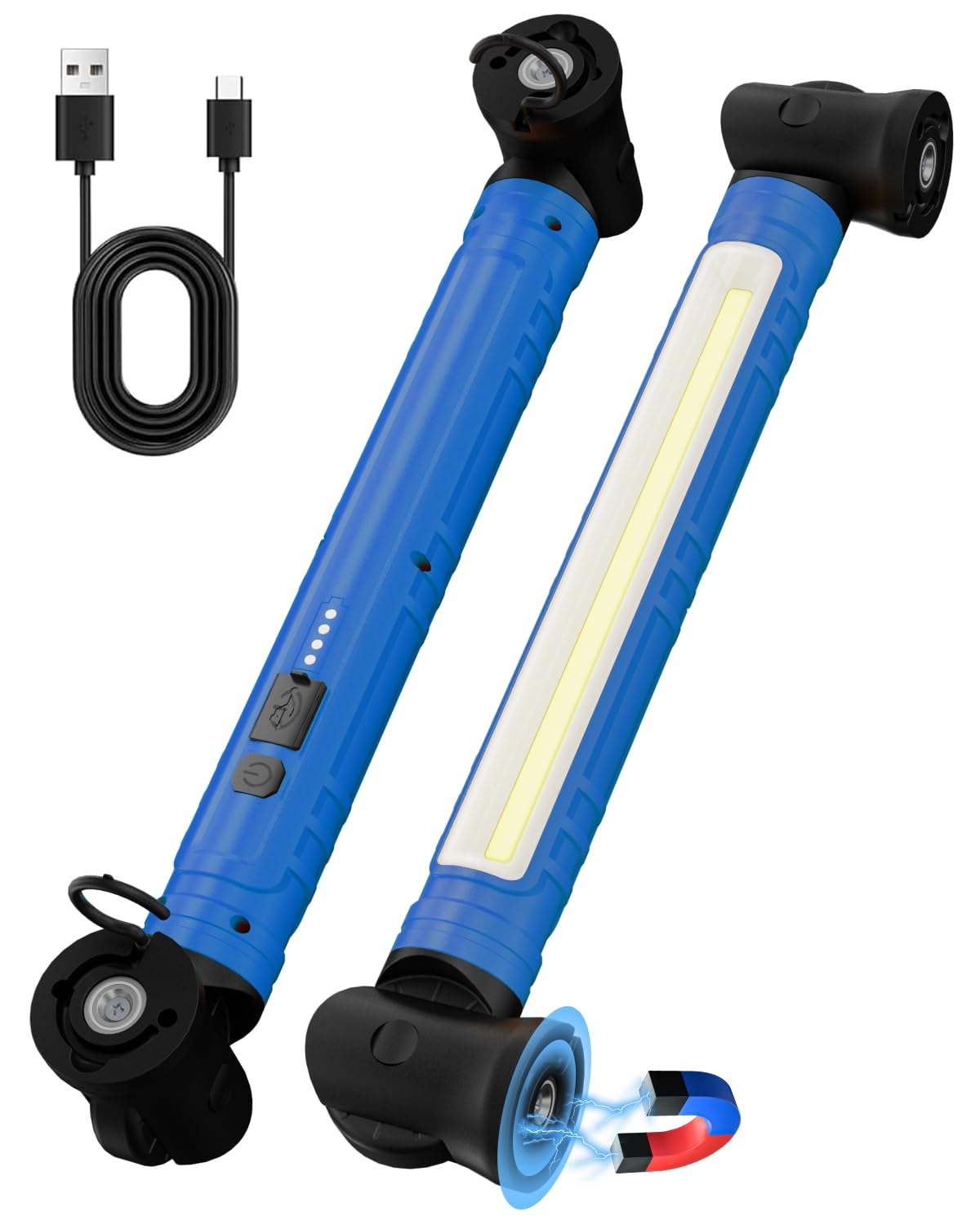 Luce da lavoro magnetica ricaricabile, 3000 lm, con ganci e base girevole, 6000 mAh, senza fili, per riparazioni auto, garage, ispezioni in officina