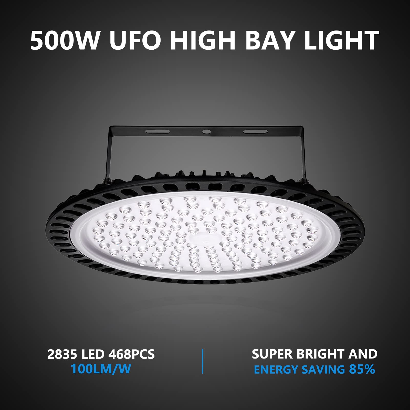 Viugreum UFO LED High Bay Light 500W 50000LM 5500K UFO Light Warehouse Lighting IP65 Waterproof LED Lights Commercial — view 3
