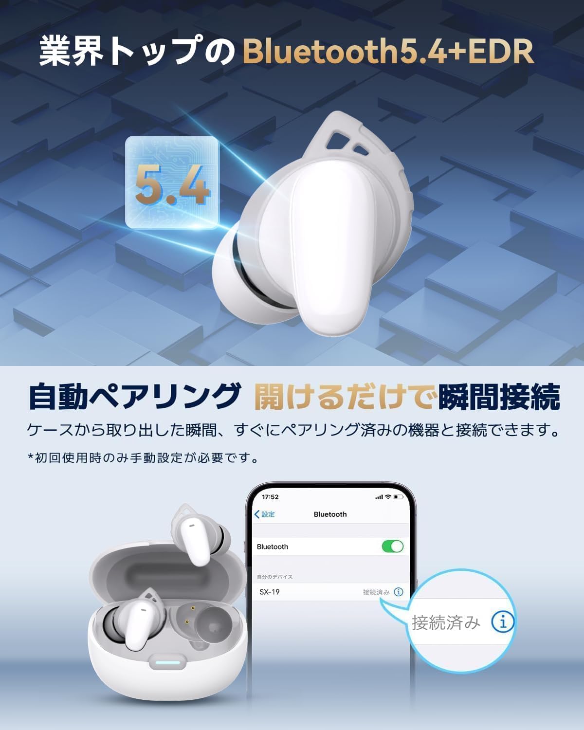 Amazon.co.jp: Bluetoothイヤホン ワイヤレスイヤホン6つのシリコン